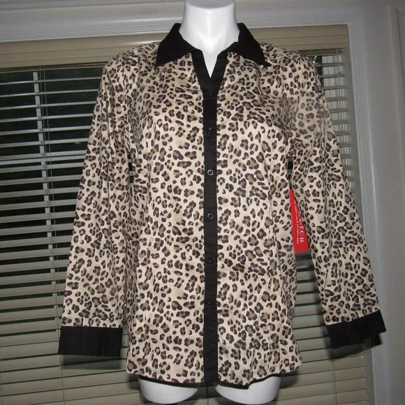 NWT REBECCA MALONE Leopard Shirt Size M - Picture 1 of 5